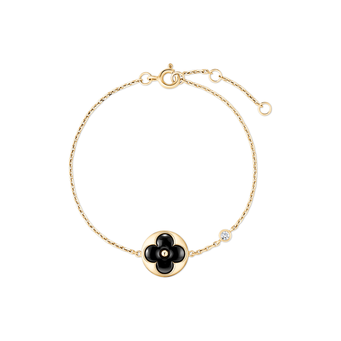 Color Blossom BB Sun Bracelet, Yellow Gold, Onyx and Diamond